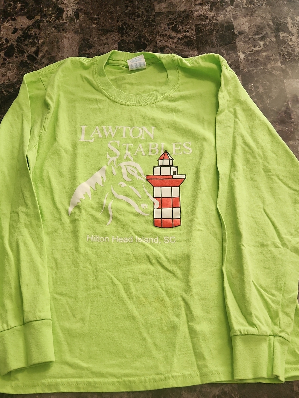 Lawton Stables Hilton Head Neon Green Kids Long Sleeve Shirt